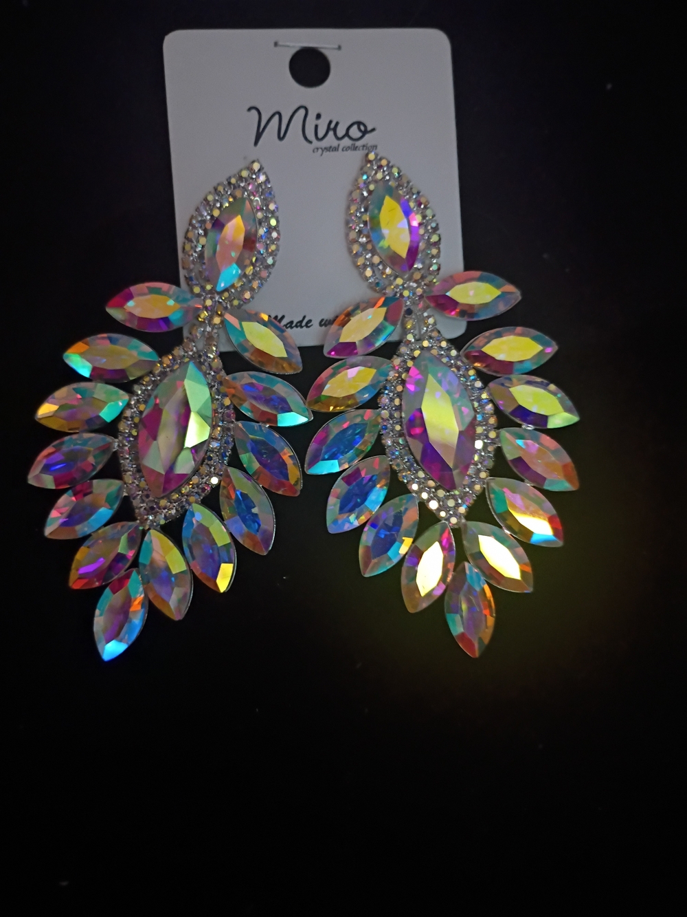 IRO Iridescent Crystal Floral Drop Earrings - Multicolor Sparkle